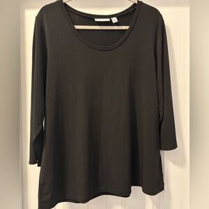 Susan Graver Women’s Liquid Knit Top Black 3/4 Sleeves Size Large